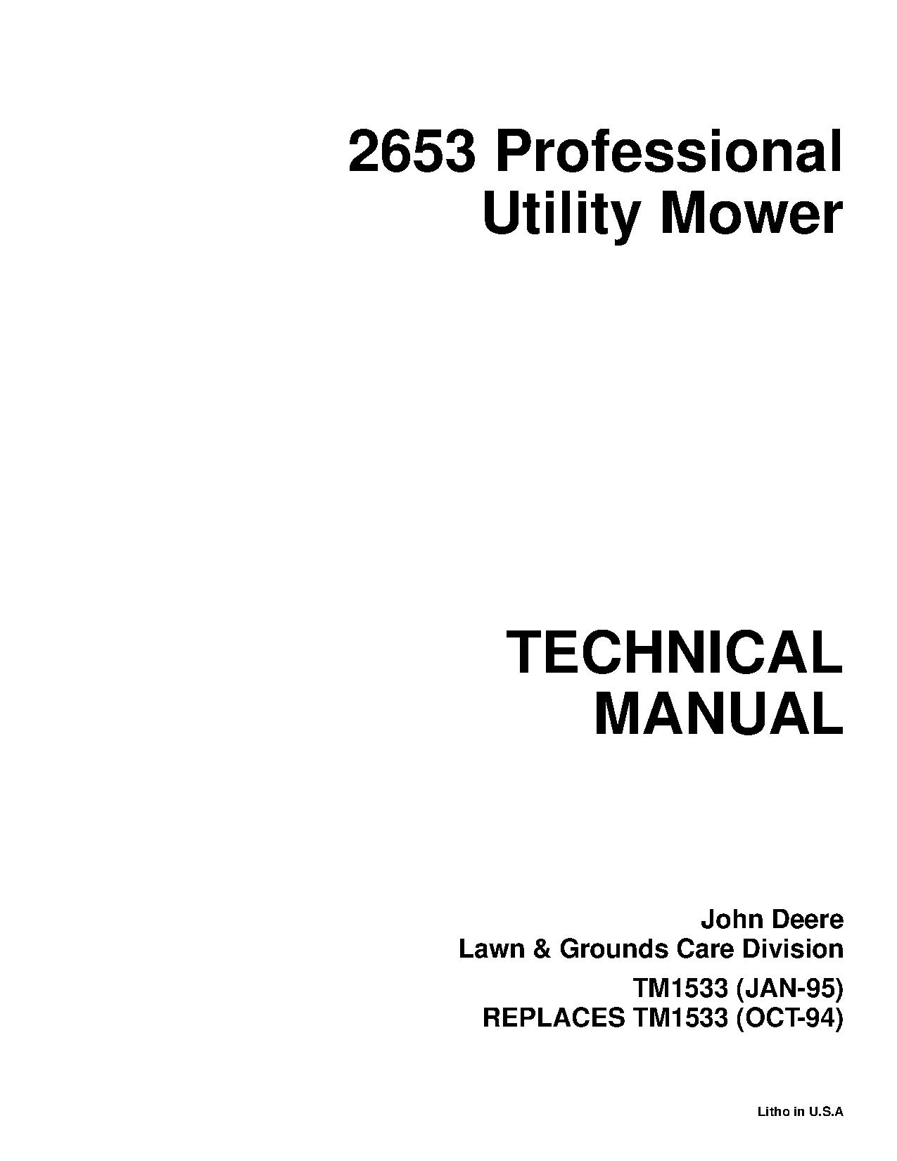 John Deere 2653 Professional Utility Mowers Technical Manual TM1533 (1)