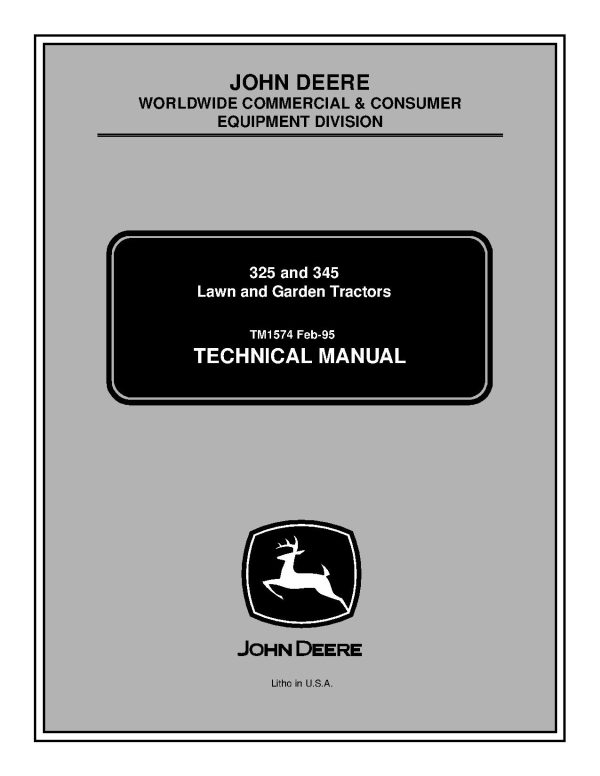 John Deere 325 345 Lawn Tractors Technical Manual Tm1574 (1)
