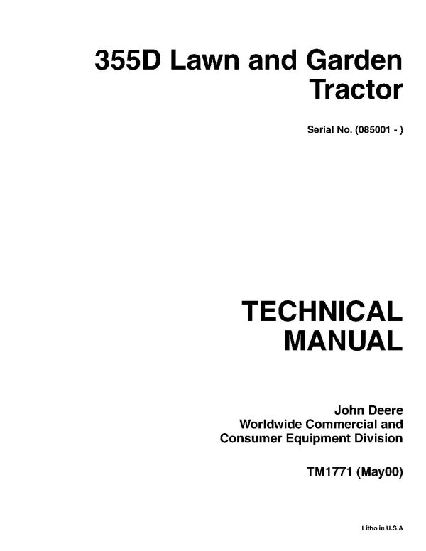 John Deere 355D Lawn Tractors Technical Manual Tm1771 (1)