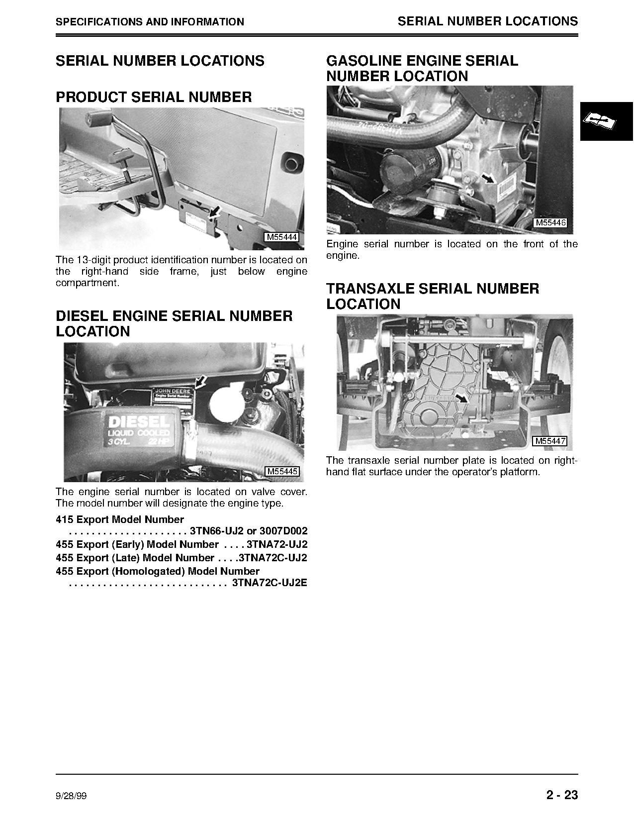 John Deere 425 445 455 Lawn Garden Tractors Technical Manual TM1517 (2)