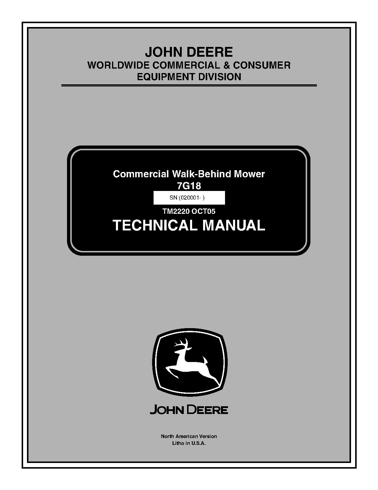 John Deere 7G18 Commercial Walk Behind Mowers Technical Manual TM2220 (1)