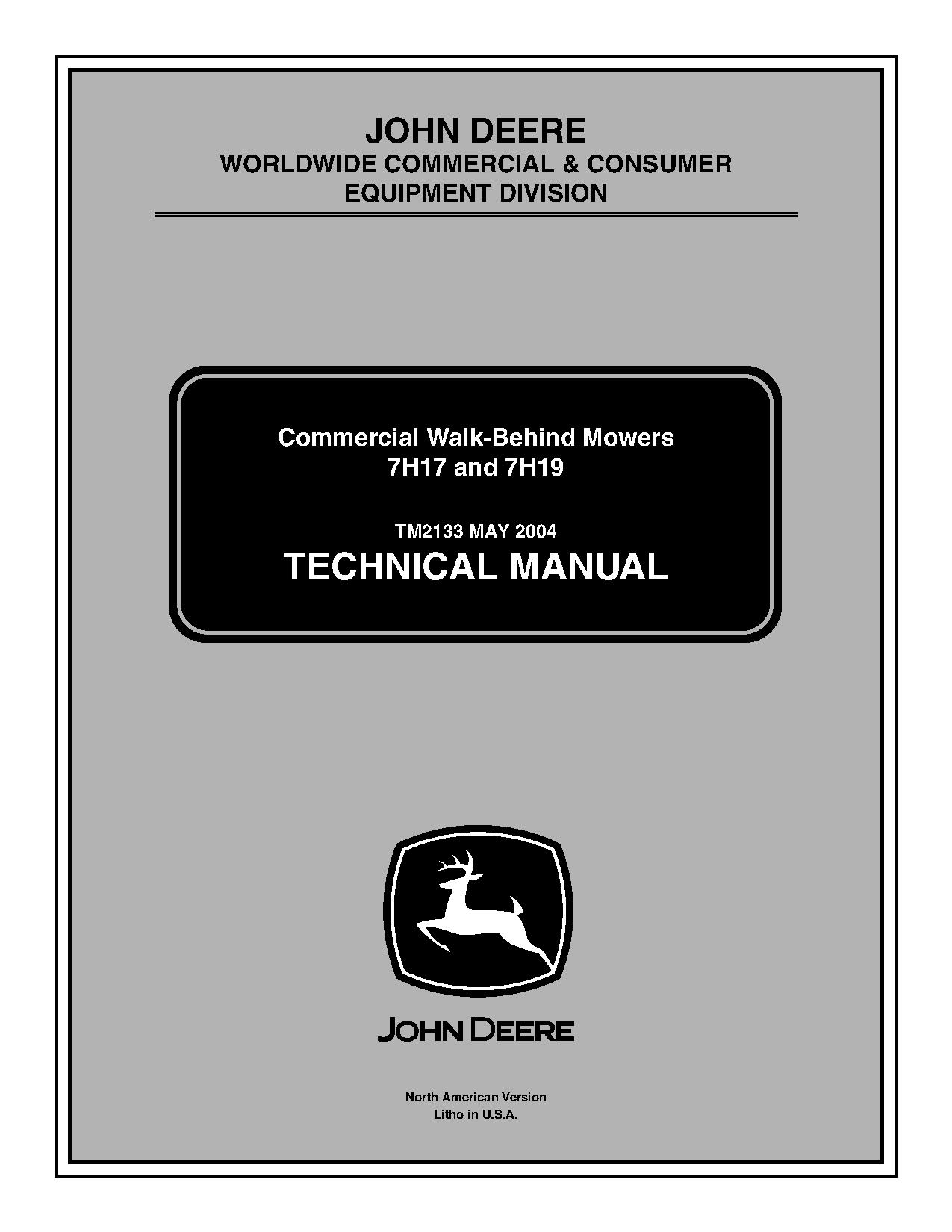 John Deere 7H17 7H19 Commercial Walk Behind Mowers Technical Manual TM2133 (1)
