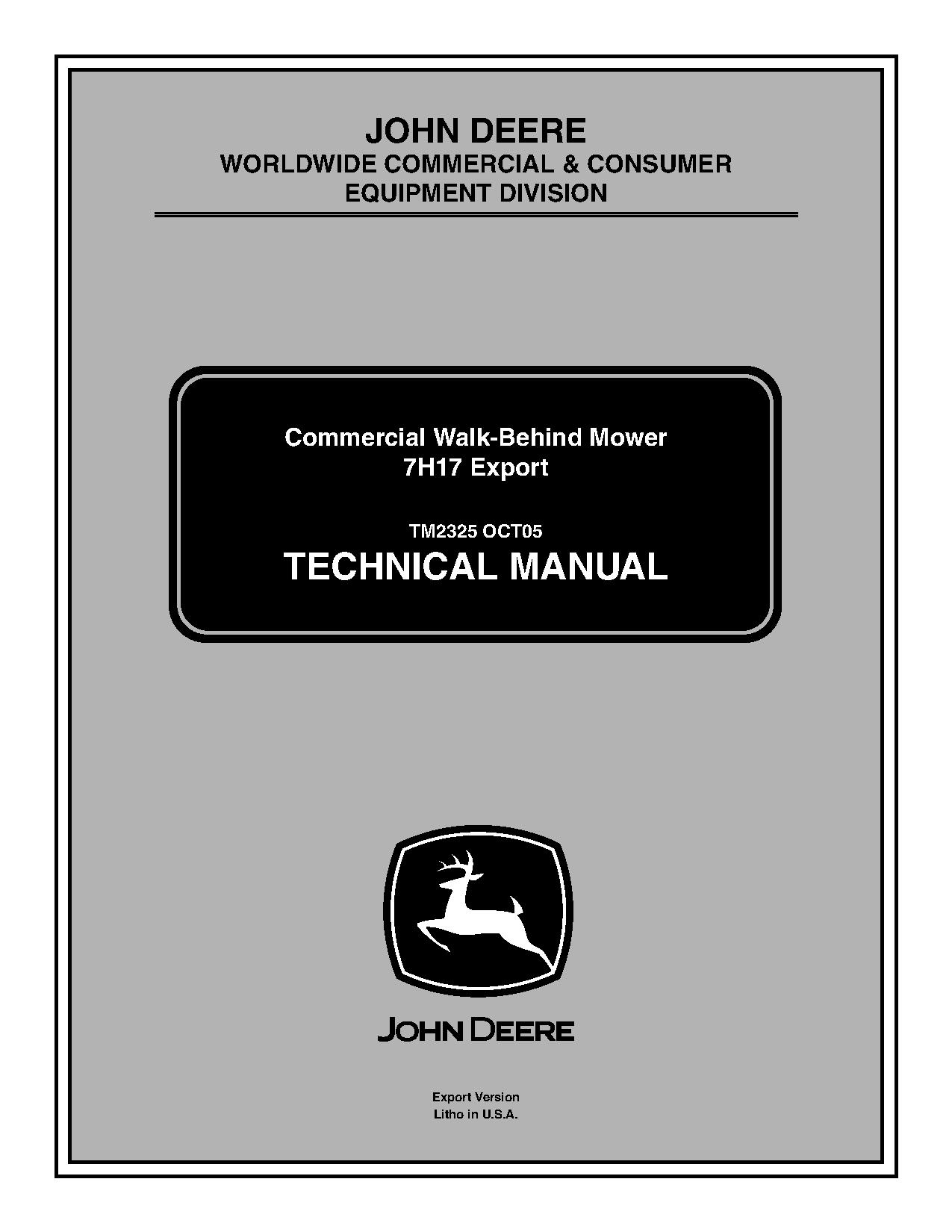 John Deere 7H17 Commercial Walk Behind Mowers Technical Manual TM2325 (1)