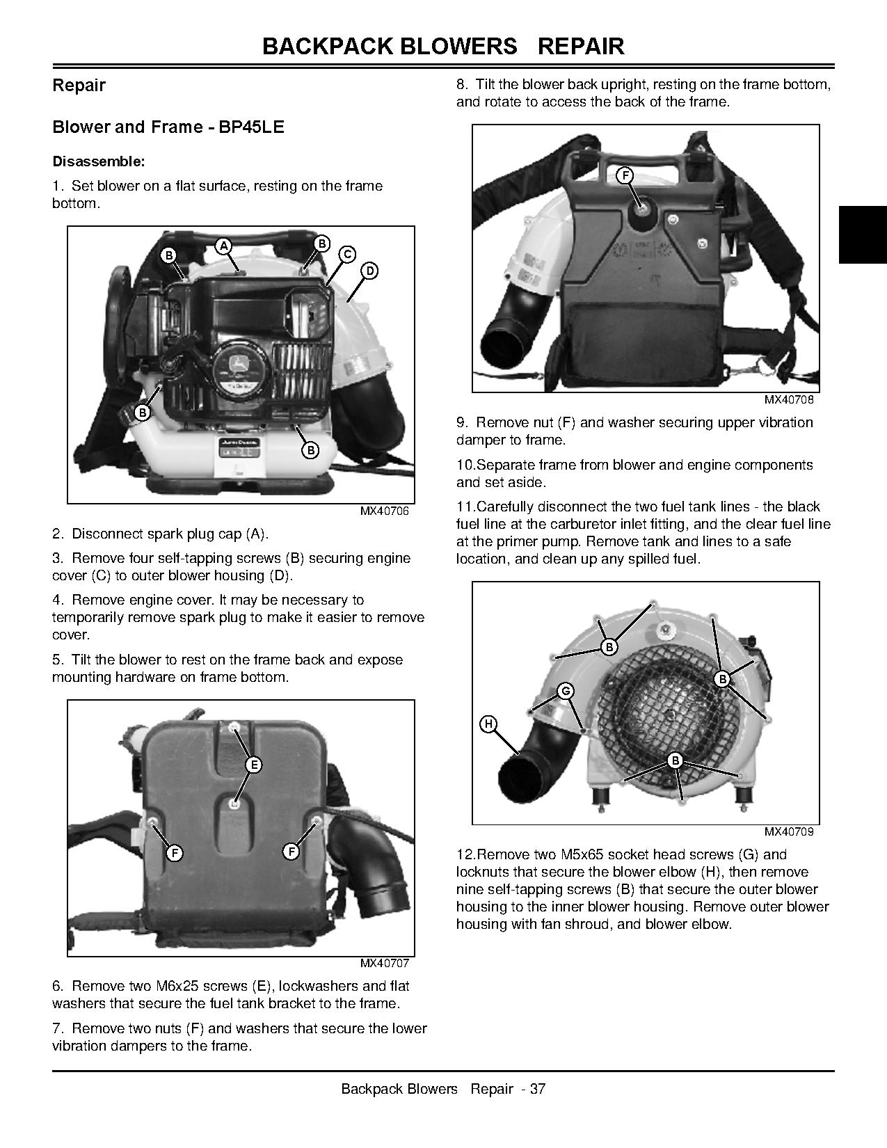 John Deere BP45LE BP65LE Backpack Blowers Technical Manual TM104119 (2)