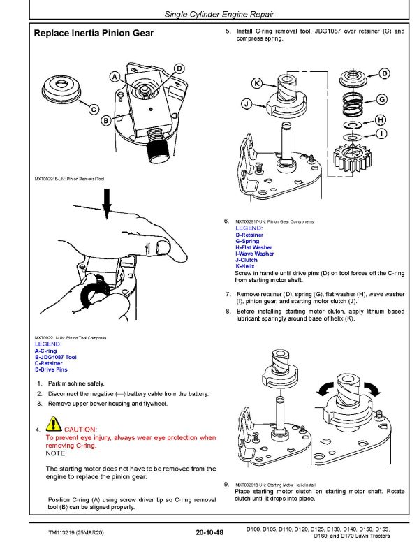 John Deere D100 D105 D110 D120 D125 D130 D140 D150 D155 D160 D170 Lawn Tractors Technical Manual Tm113219 (3)