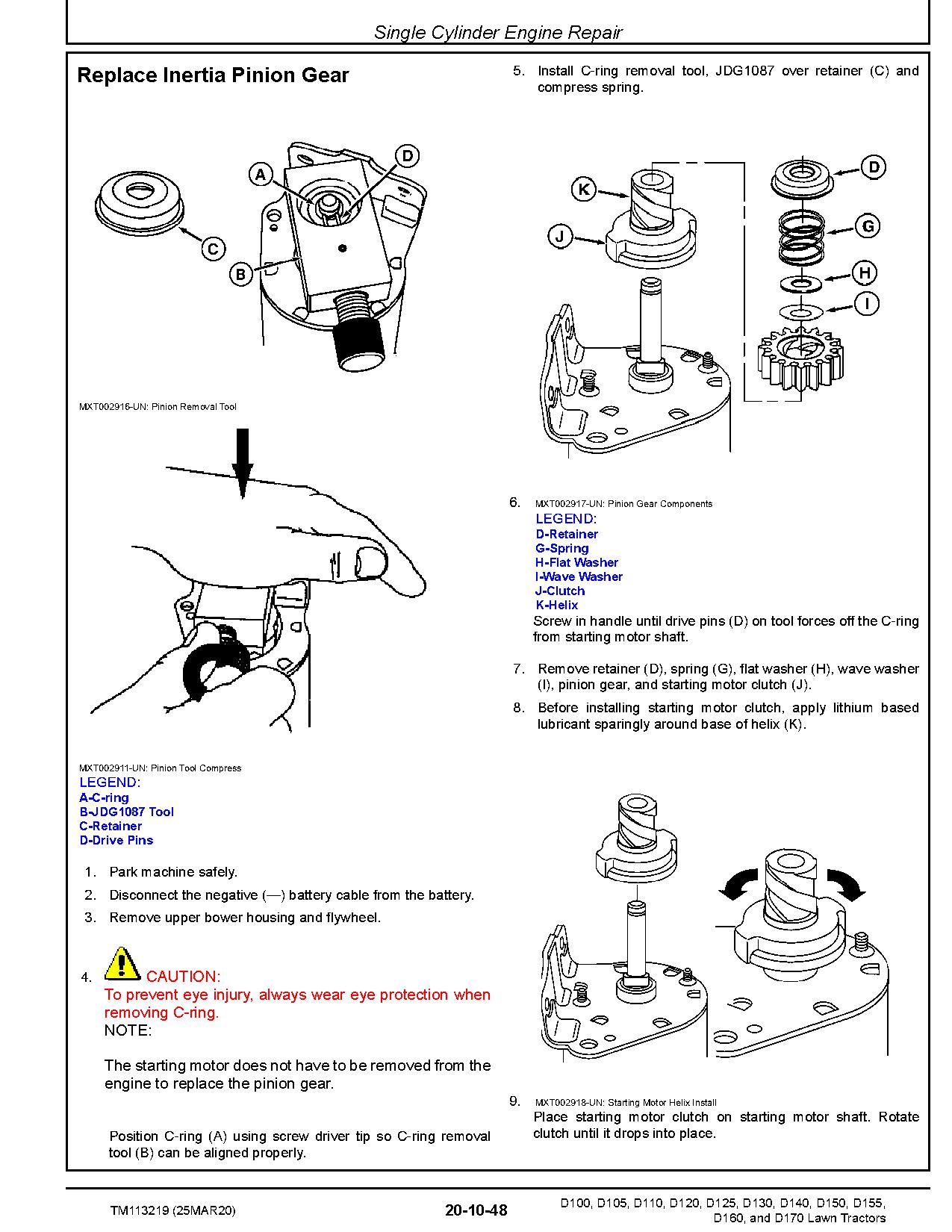 John Deere D100 D105 D110 D120 D125 D130 D140 D150 D155 D160 D170 Lawn Tractors Technical Manual TM113219 (3)