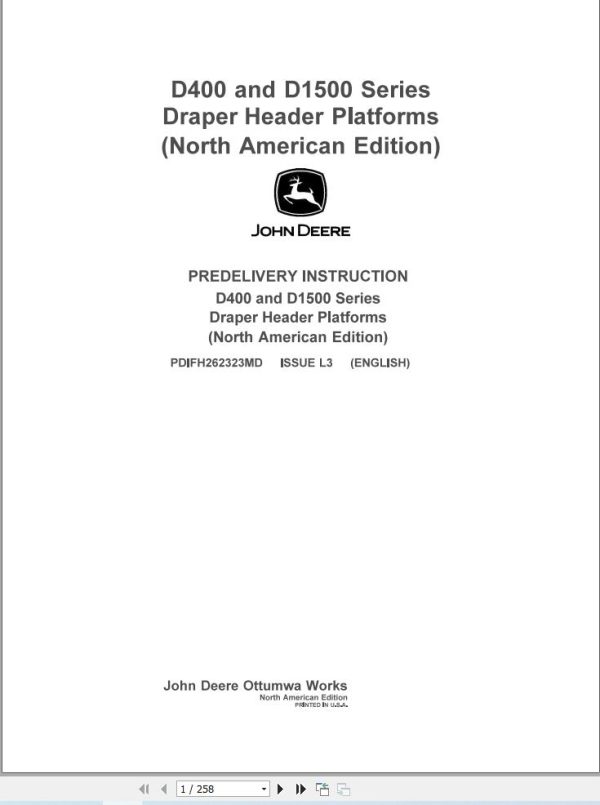 John Deere D400 D1500 Series Predelivery Manual PDIFH262323MD (1)