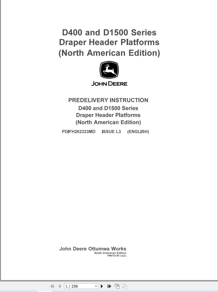 John Deere D400 D1500 Series Predelivery Manual PDIFH262323MD (1)