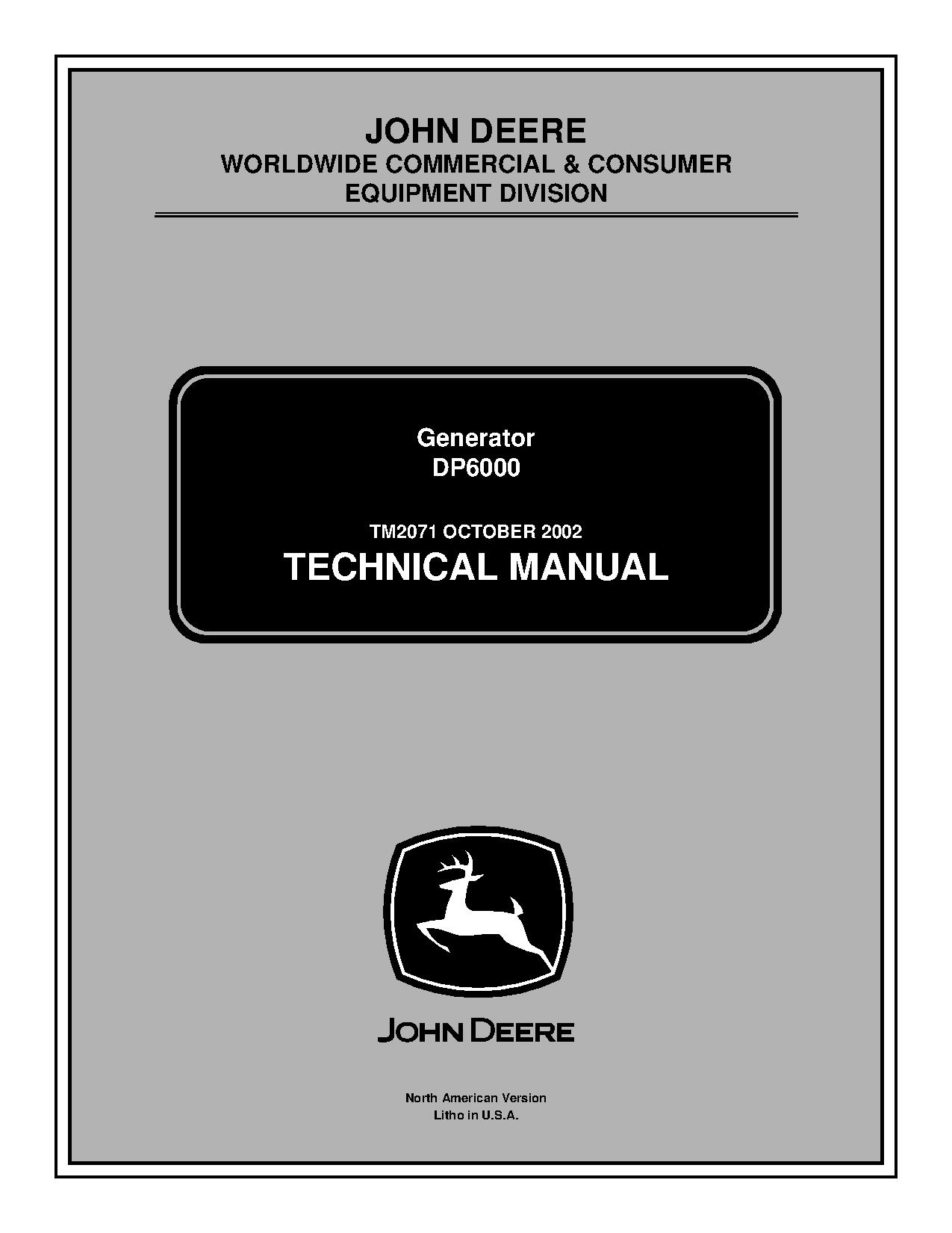 John Deere DP6000 Generators Technical Manual TM2071 (1)