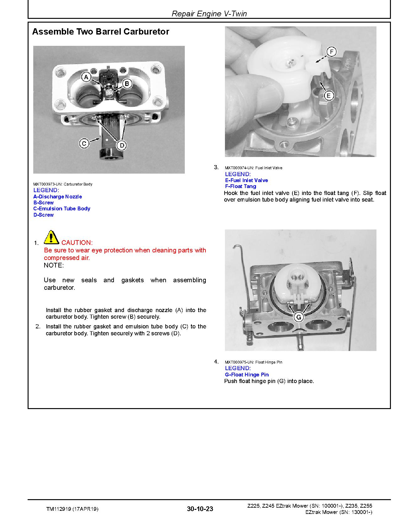 John Deere EZTrak Z225 Z245 Z235 Z255 Mowers Technical Manual TM112919 (3)
