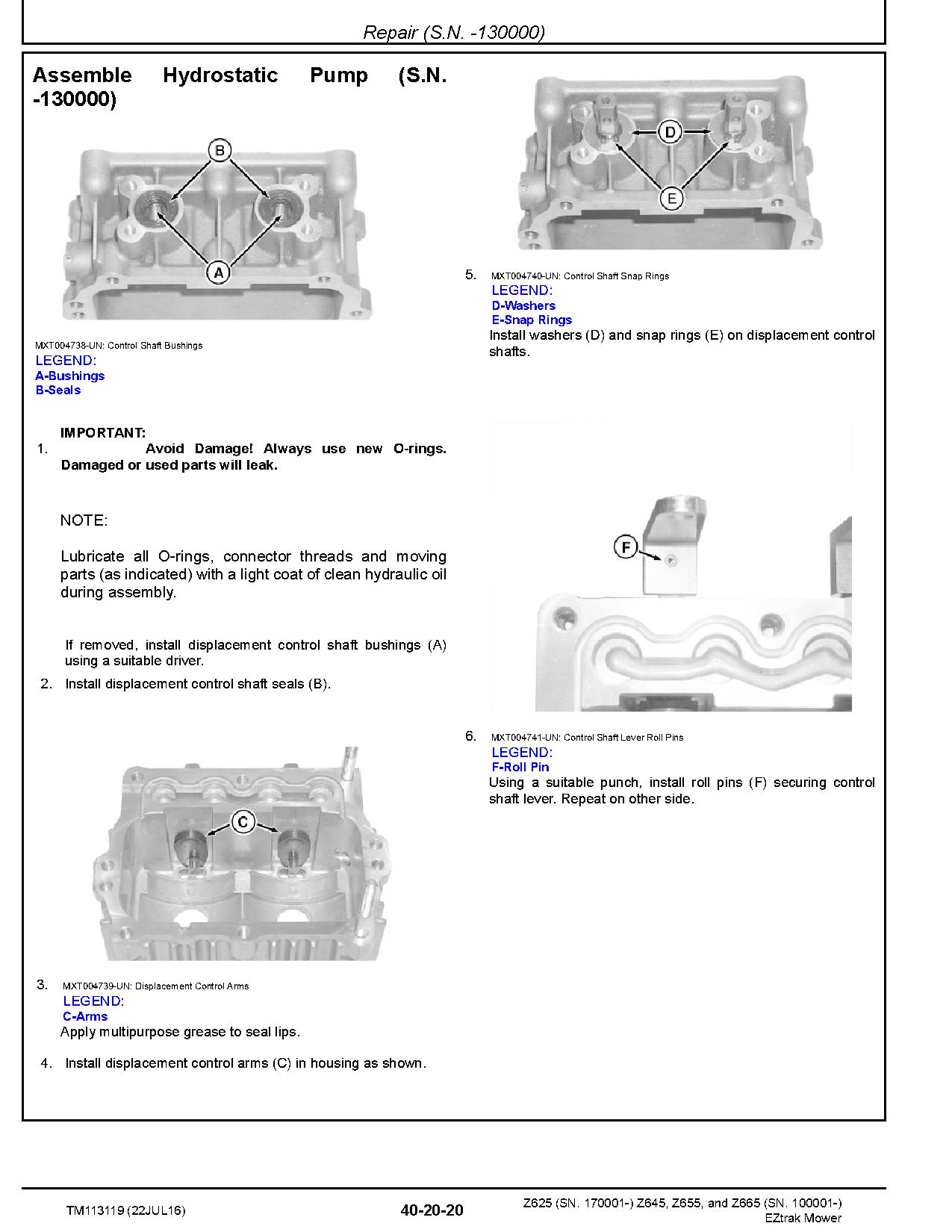 John Deere EZtrak Z625 Z645 Z655 Z665 Zero Turn Mowers Technical Manual TM113119 (3)
