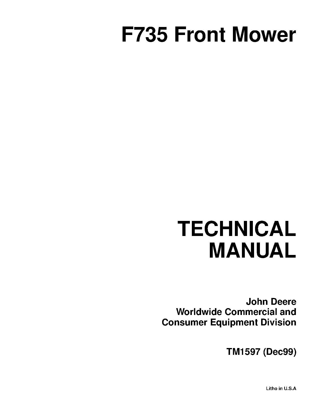 John Deere F735 Front Mowers Technical Manual TM1597 (1)