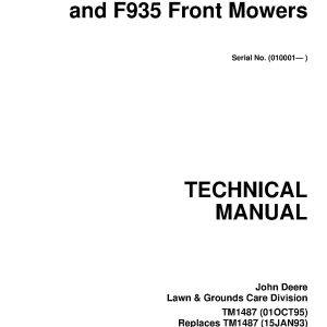 John Deere F911 F915 F925 F932 F935 Front Mowers Technical Manual TM1487 (1)