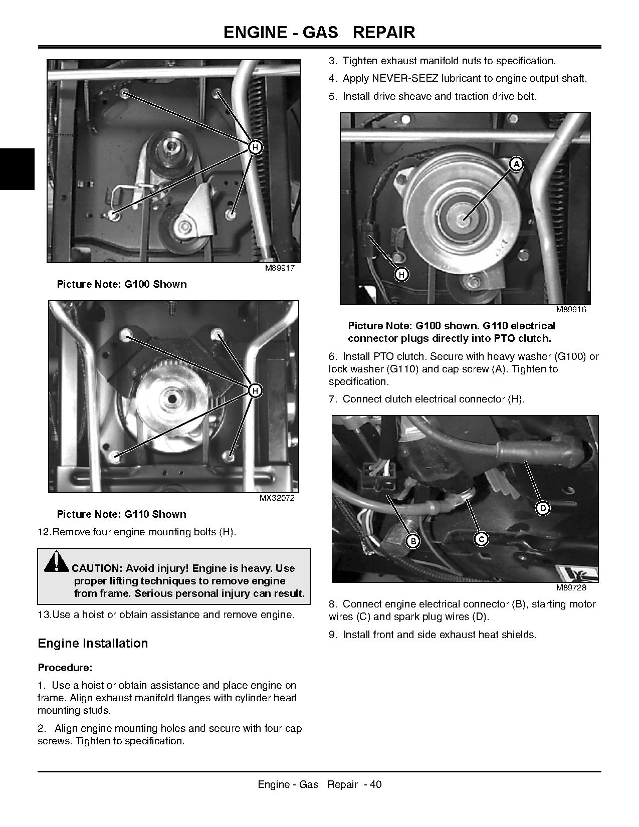 John Deere G100 G110 Lawn Garden Tractors Technical Manual TM2020 (2)