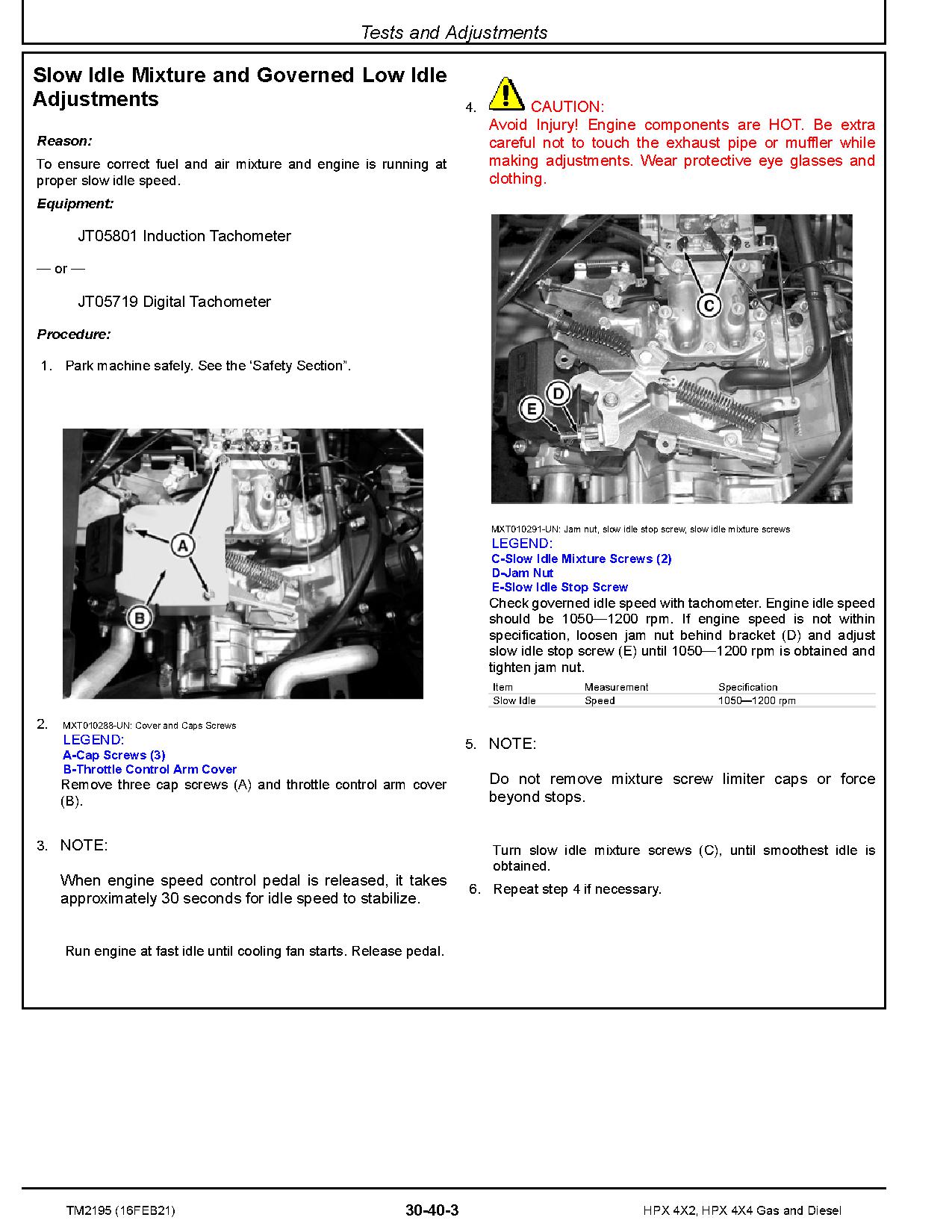 John Deere HPX 4X2 HPX 4X4 Gator Utility Vehicles Technical Manual TM2195 (2)