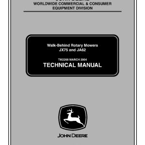 John Deere JA62 JX75 Walk Behind Rotary Mowers Technical Manual TM2208 (1)
