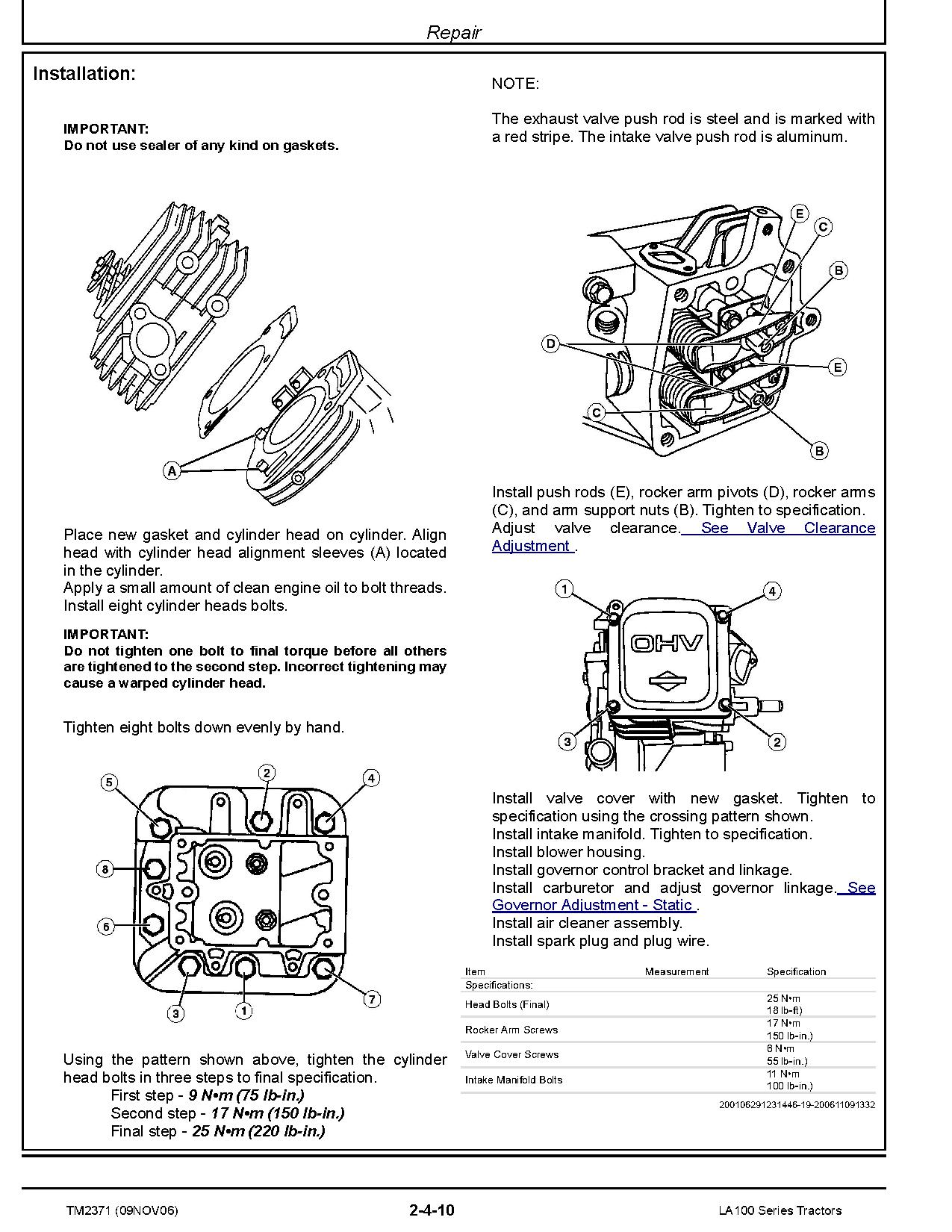 John Deere LA100 LA110 LA120 LA130 LA140 LA150 Lawn Tractors Technical Manual TM2371 (2)