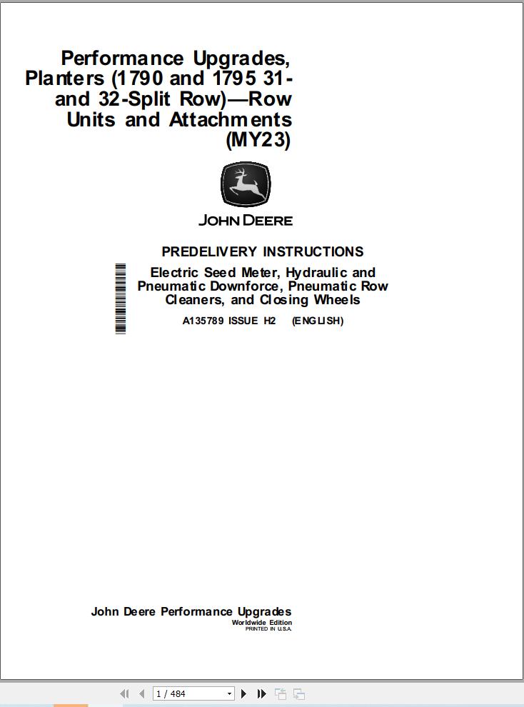 John Deere Planter 1790 1795 Predelivery Instructions A135789 (1)