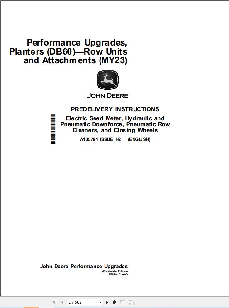 John Deere Planter DB60 Predelivery Instructions A135791 (1)