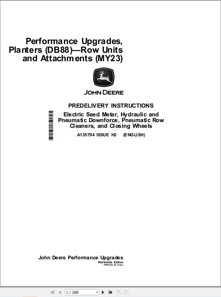 John Deere Planter DB88 Predelivery Instructions A135794 (1)