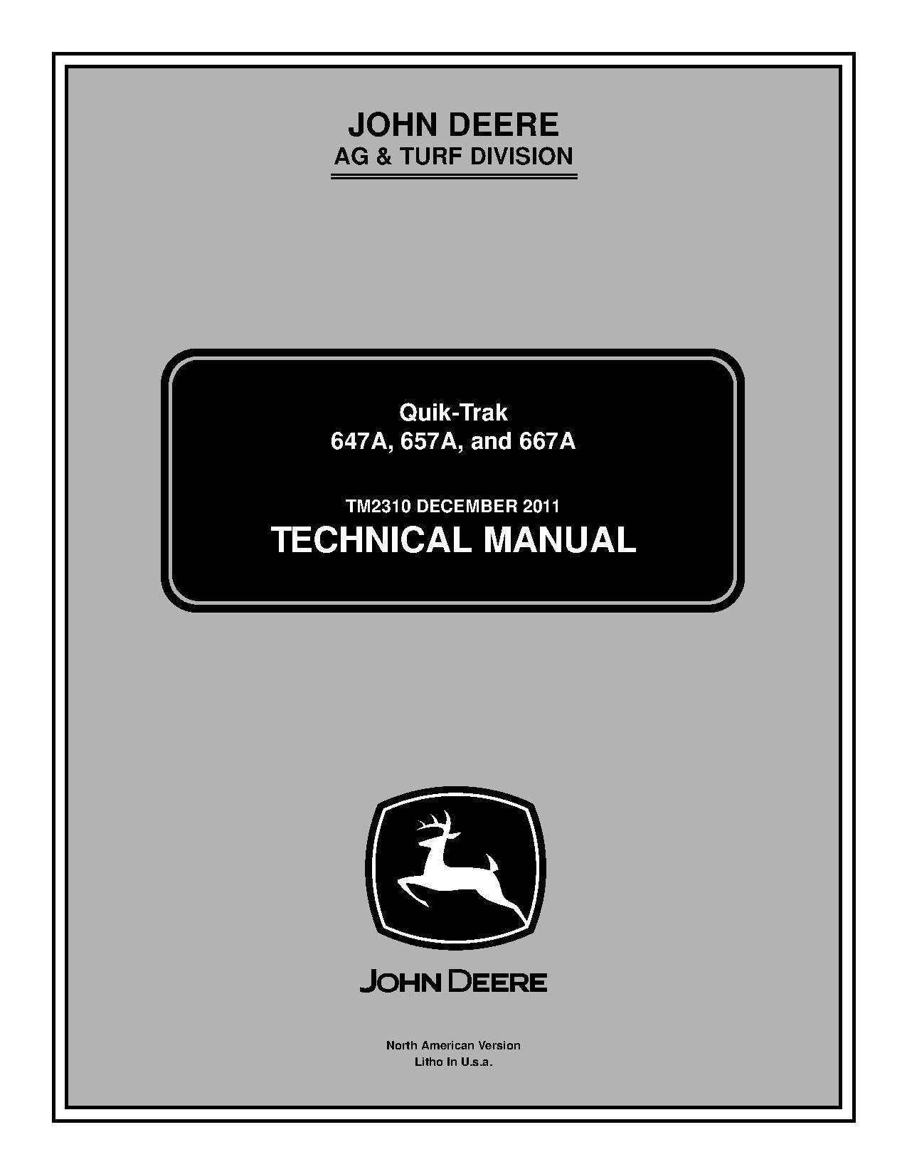 John Deere Quik Trak 647A 657A 667A Stand On Mowers Technical Manual TM2310 (1)