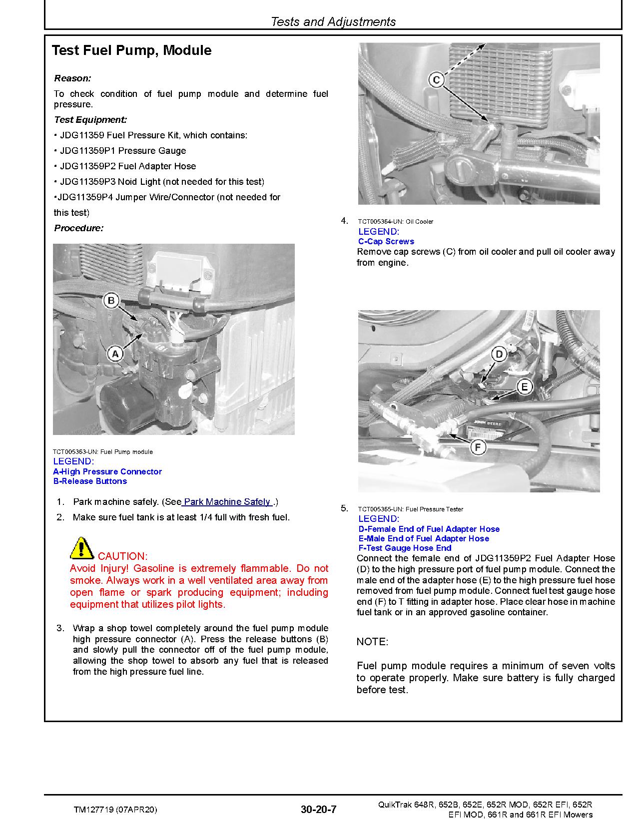 John Deere QuikTrak 648R 652B 652E 652R EFI MOD 661R EFI Walk Behind Mowers Technical Manual TM127719 (2)
