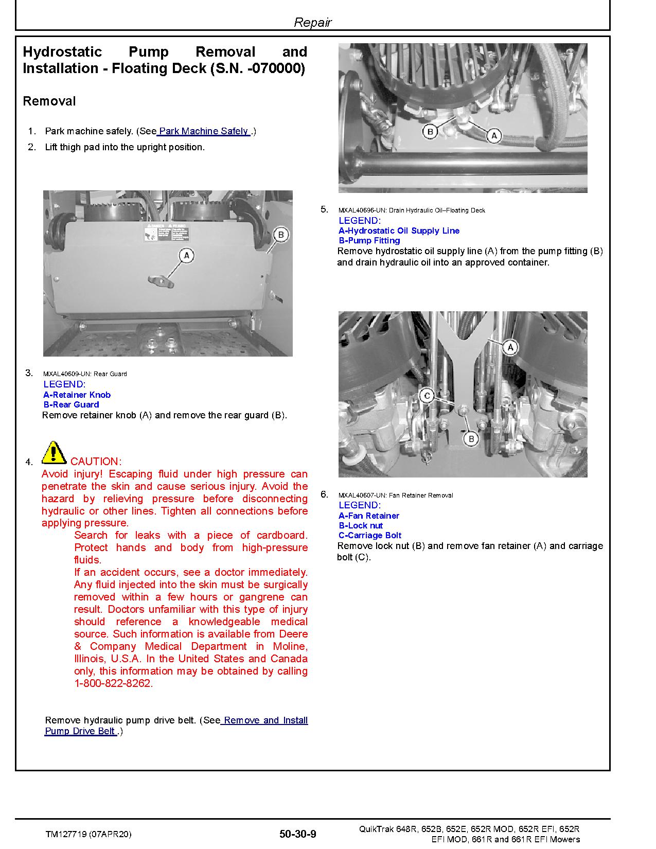 John Deere QuikTrak 648R 652B 652E 652R EFI MOD 661R EFI Walk Behind Mowers Technical Manual TM127719 (4)
