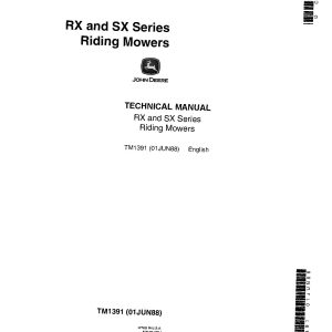 John Deere RX63 RX73 RX75 RX95 SX75 SX95 Riding Mowers Technical Manual tm1391 (1)