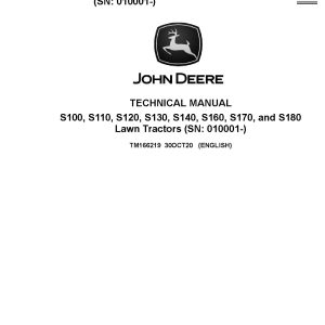 John Deere S100 S110 S120 S130 S140 S160 S170 S180 Lawn Tractors Technical Manual TM166219 (1)