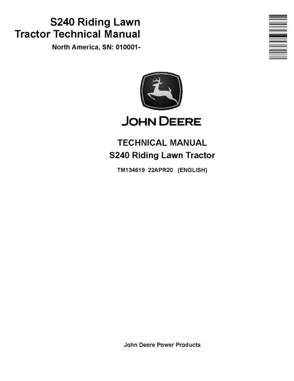 John Deere S240 Lawn Tractors Technical Manual Tm134619 (1)