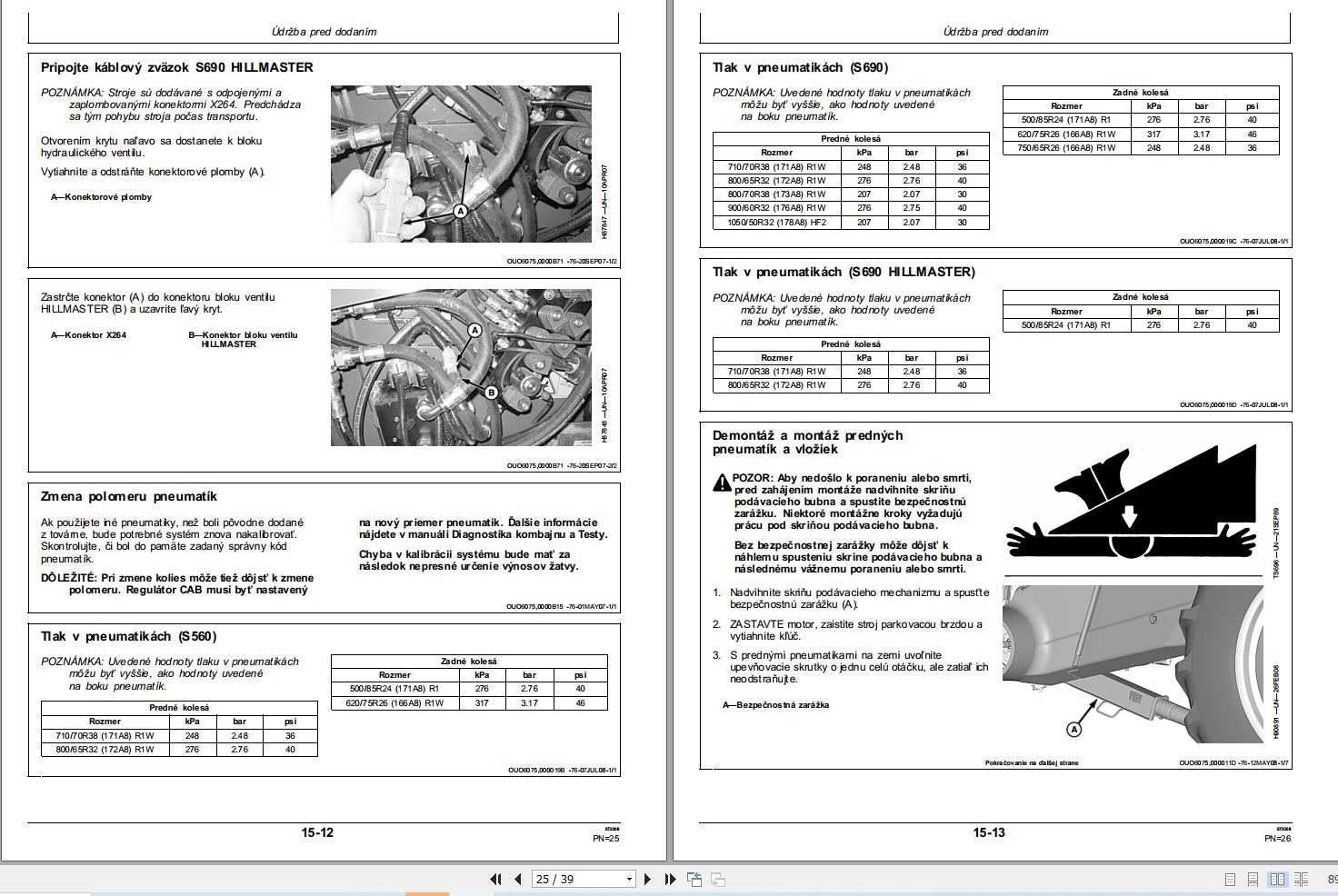 John Deere S560 S690 S690 HILLMASTER Predelivery Manual PDIH236019 SK (2)