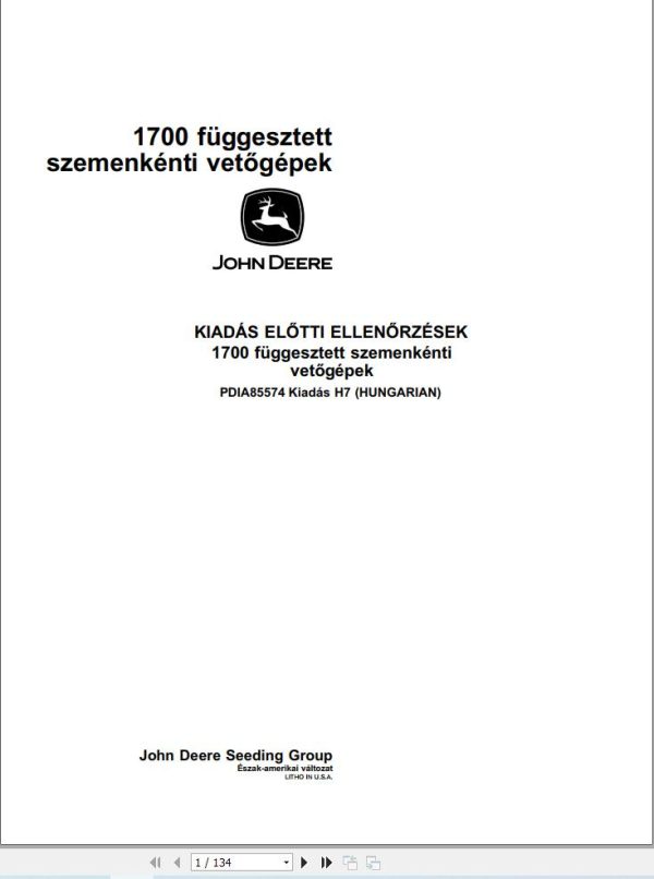 John Deere Seed Drill 1700 Pre Release Manual PDIA85574 HU (1)