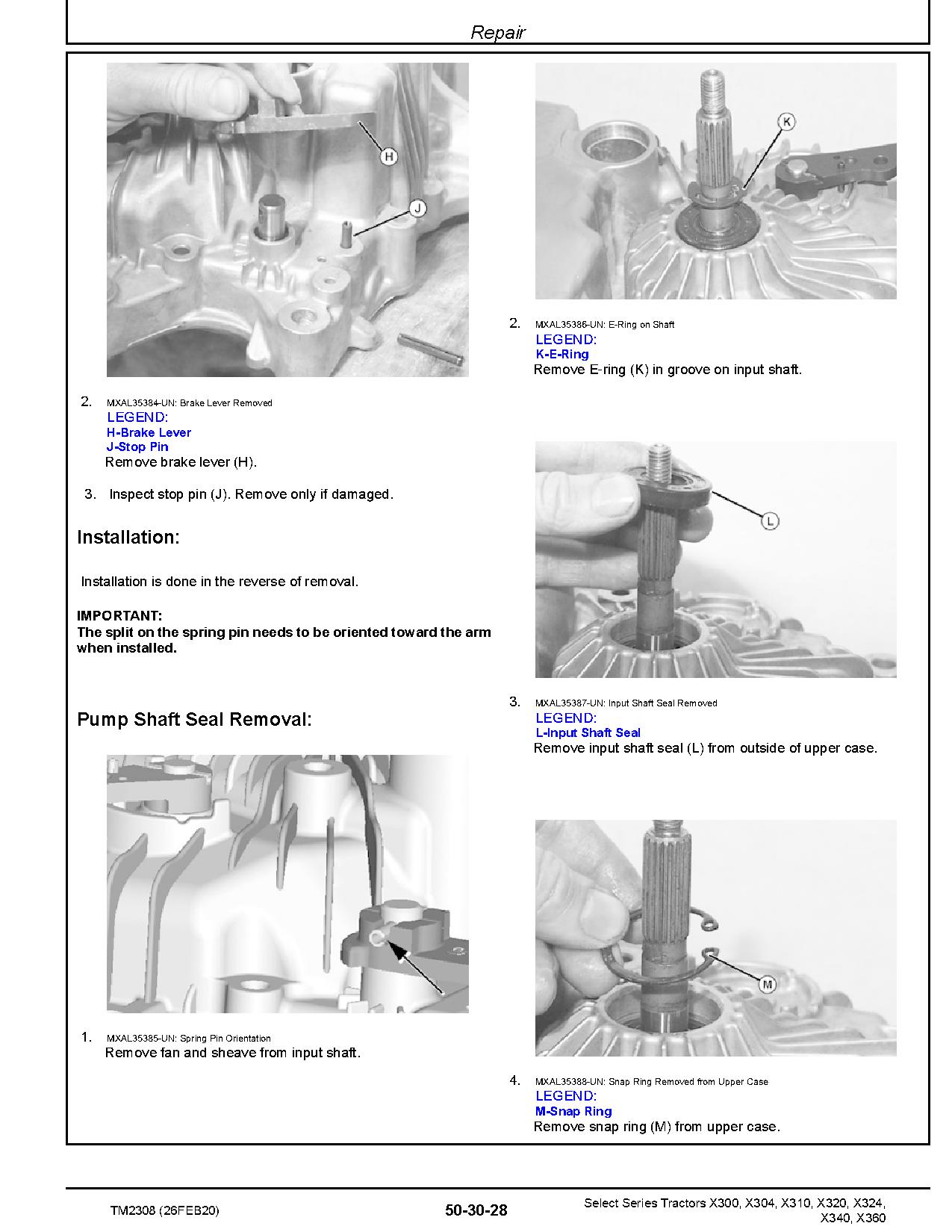 John Deere Select Series X300 X304 X310 X320 X324 X340 X360 Lawn Tractors Technical Manual TM2308 (4)