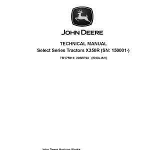 John Deere Select Series X350R Lawn Tractors Technical Manual TM175919 (1)
