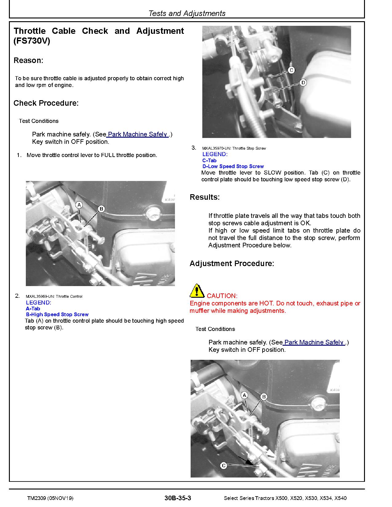 John Deere Select Series X500 X520 X530 X534 X540 Multi Terrain Lawn Tractors Technical Manual TM2309 (2)