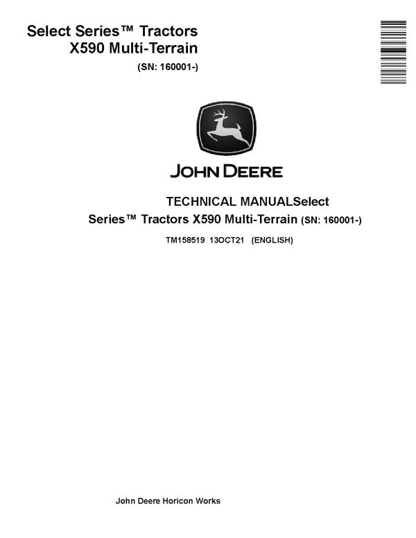 John Deere Select Series X590 Lawn Tractors Technical Manual TM158519 (1) John Deere Select Series X590 Lawn Tractors Technical Manual Tm158519 (1)