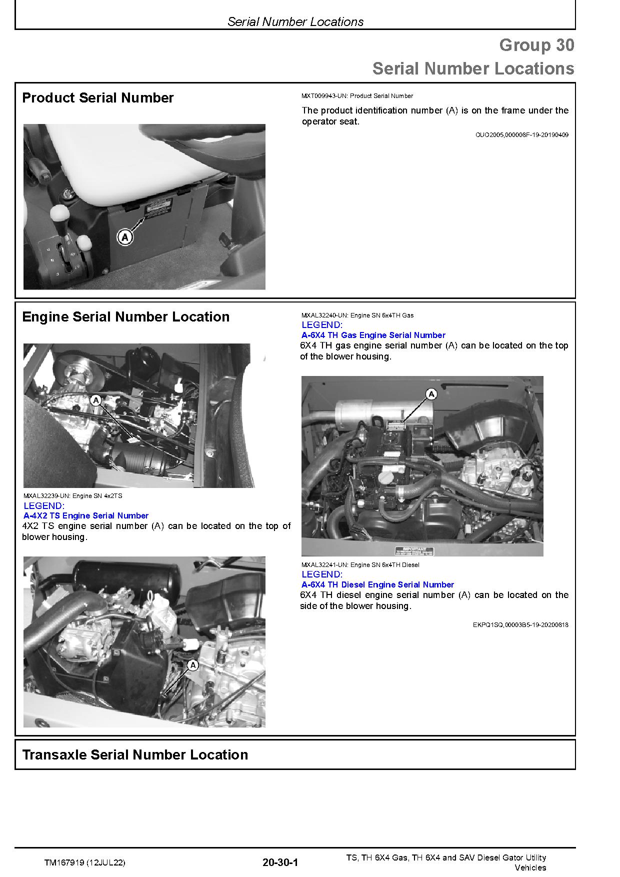 John Deere TH 6X4 Gas TS Diesel SAV TH 6X4 Gator Utility Vehicles Technical Manual TM167919 (2)