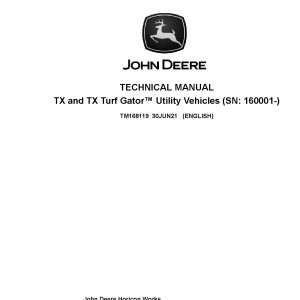 John Deere TX TX Turf Gator Utility Vehicles Technical Manual TM168119 (1)