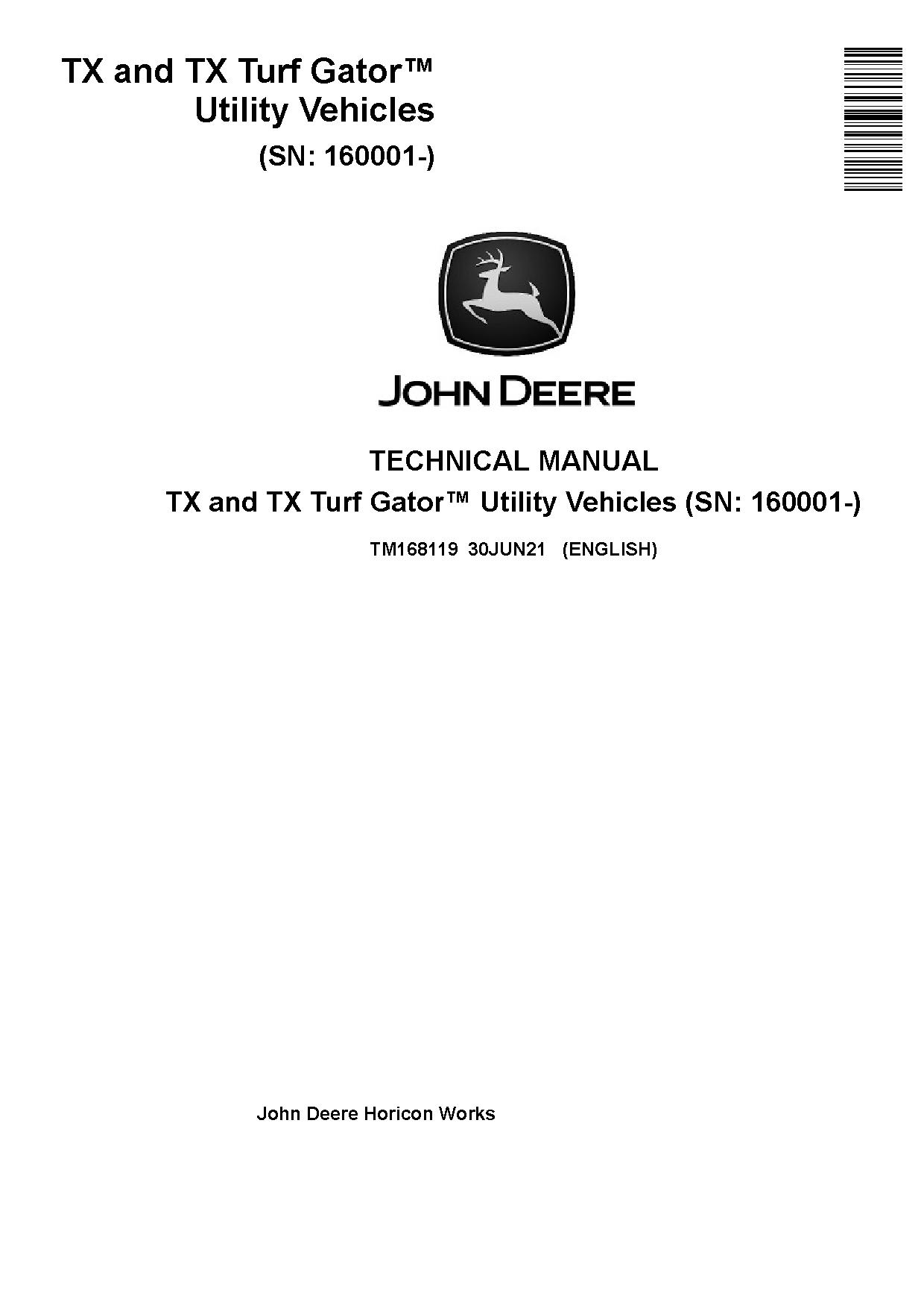 John Deere TX TX Turf Gator Utility Vehicles Technical Manual TM168119 (1)