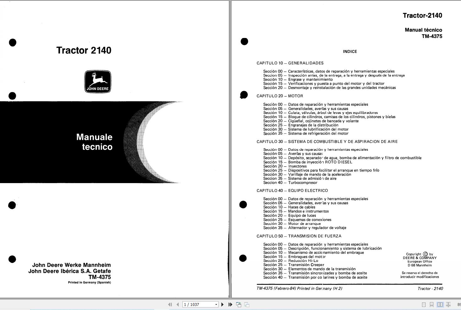 John Deere Tractor 2140 Technical Manual TM4375 ES (1)