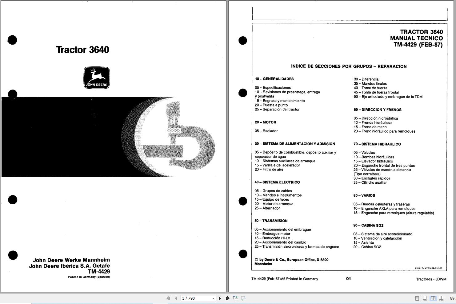 John Deere Tractor 3640 Technical Manual TM4429 ES (1)