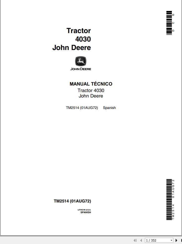 John Deere Tractor 4030 Technical Manual TM2514 ES (1)