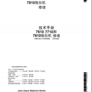 John Deere Tractor 7510 7710 7810 Repair Technical Manual TM2725 ZH (1)