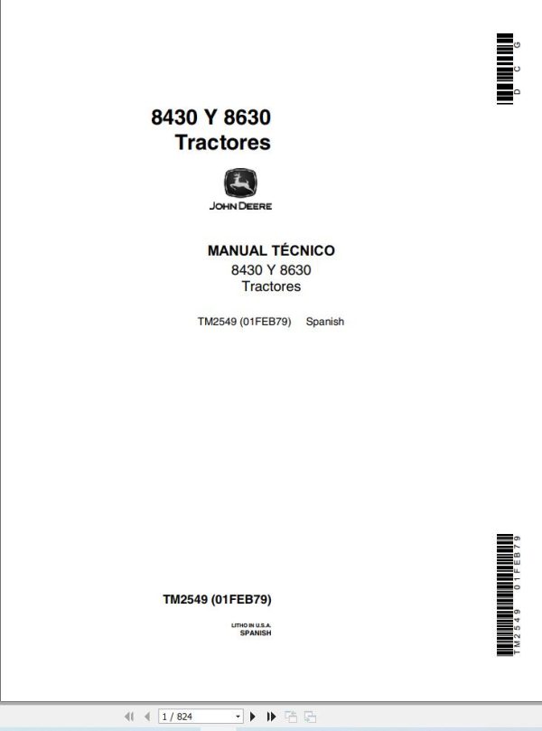 John Deere Tractor 8430 8630 Technical Manual TM2549 ES (1) John Deere Tractor 8430 8630 Technical Manual TM2549 ES (1)