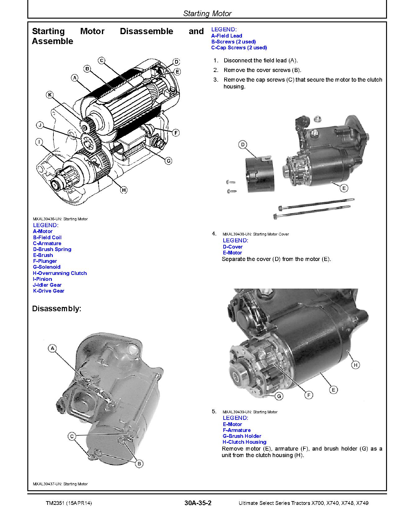 John Deere Ultimate Select Series X700 X740 X748 X749 Lawn Tractors Technical Manual TM2351 (3)