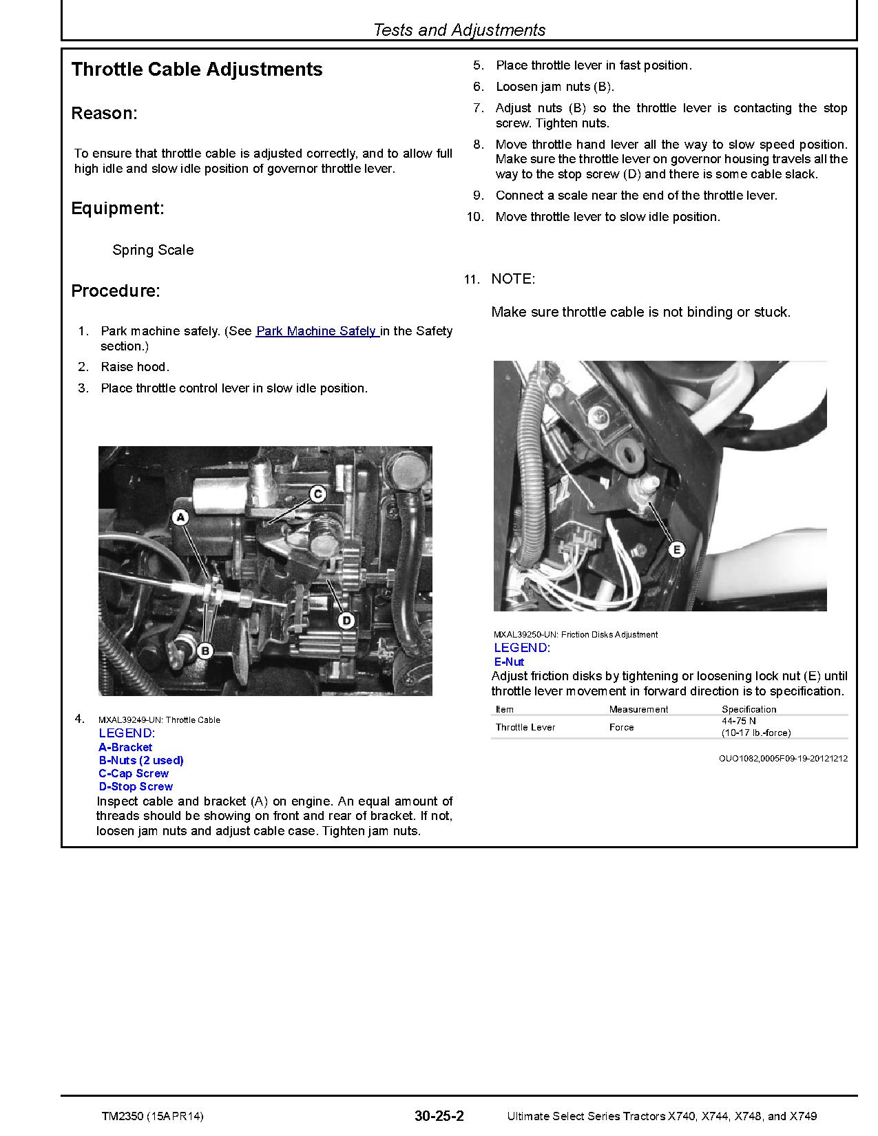John Deere Ultimate Select Series X740 X744 X748 X749 Lawn Tractors Technical Manual TM2350 (2)