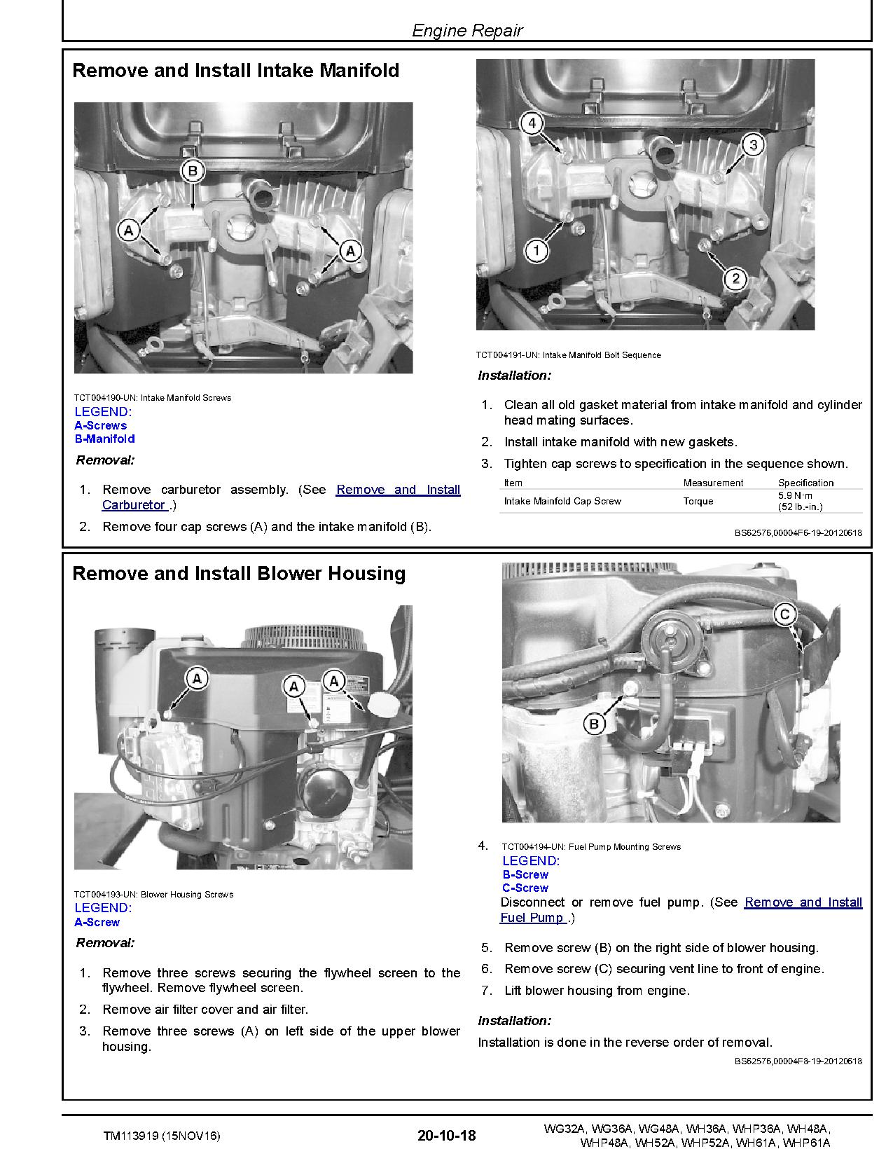 John Deere WG32A WG36A WG48A WH36A WH48A WH52A WH61A WHP36A WHP48A WHP52A WHP61A Commercial Walk Behind Mowers Technical Manual TM113919 (2)