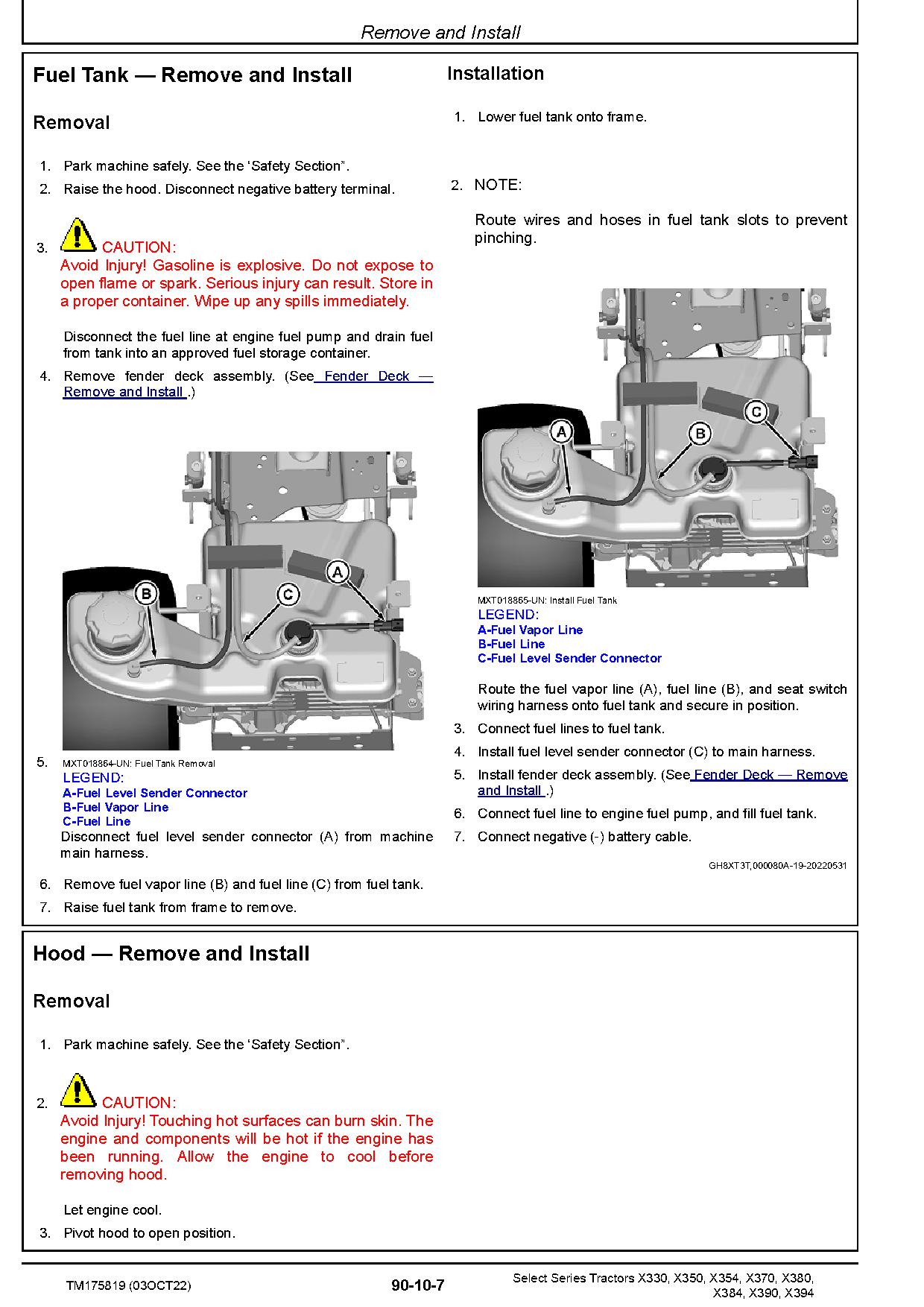 John Deere X330 X350 X354 X370 X380 X384 X390 X394 Lawn Tractors Technical Manual TM175819 (3)