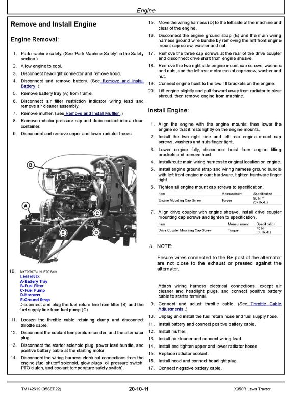 John Deere X950R Lawn Tractors Technical Manual Tm142619 (2)
