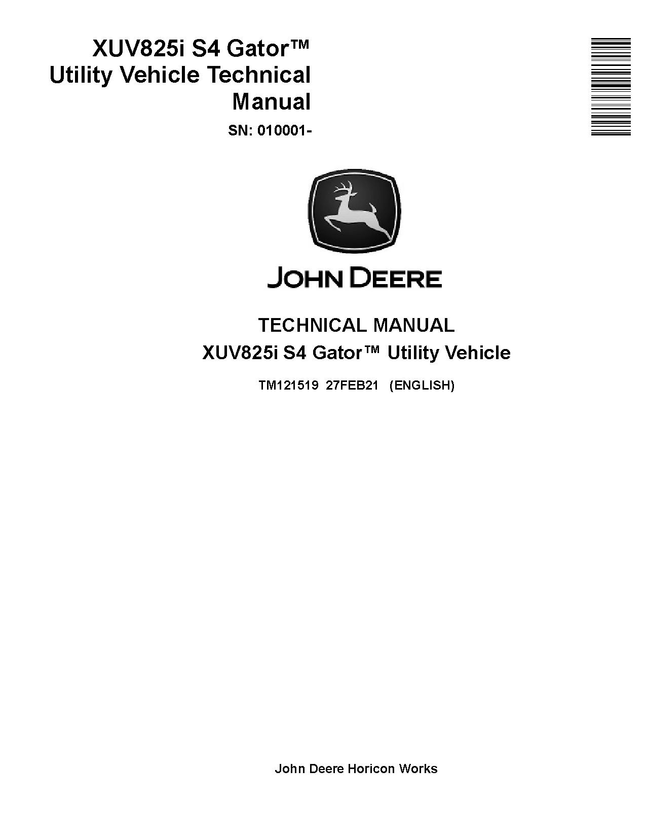 John Deere XUV825i S4 Gator Utility Vehicles Technical Manual TM121519 (1)